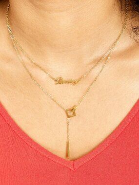 Necklace, 18K Gold Plated Steel